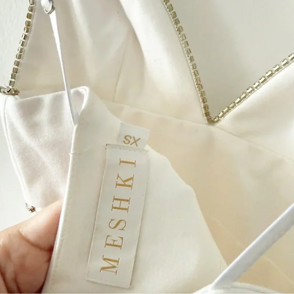 MESHKI Iyana Diamante Crystal Rhinestone White Mini Dress Size XS - Picture 7 of 8